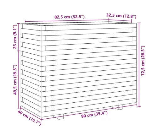 Dārza Puķu Kaste, 90X40X72,5 Cm, Priedes Masīvkoks Vidaxl