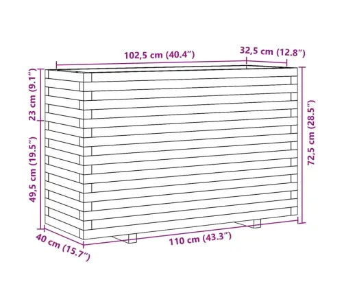 Dārza Puķu Kaste, Vaska Brūnas, 110X40X72,5Cm Priedes Masīvkoks Vidaxl