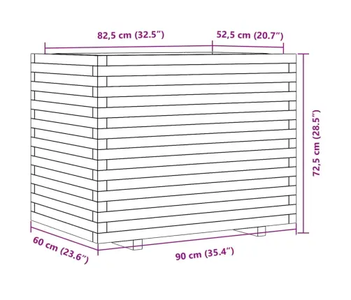 Aia Taimekast, 90X60X72,5 cm Immutatud Männipuit