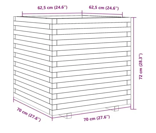 Dārza Puķu Kaste, Vaska Brūnas, 70X70X72 Cm, Priedes Masīvkoks Vidaxl