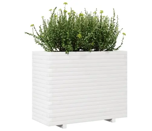 Sodo Lovelis, Baltas, 90X40X72cm Pušies Medienos Masyvas