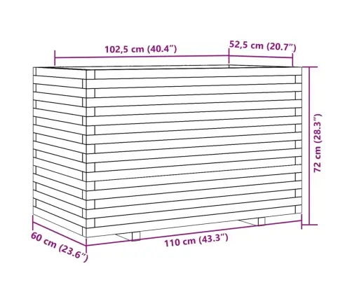 Dārza Puķu Kaste, Vaska Brūnas, 110X60X72 Cm, Priedes Masīvkoks Vidaxl