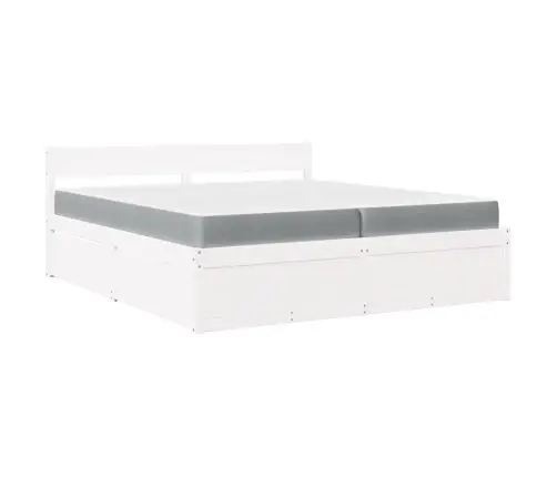 Gulta Ar Atvilktnēm Un Matraci, Balta, 200X200 Cm, Priedes Koks Vidaxl