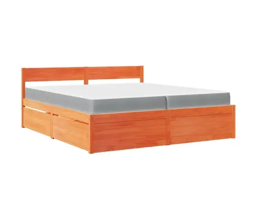 Gulta Ar Atvilktnēm Un Matraci, Vaska Brūna, 200X200 Cm, Priede Vidaxl