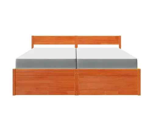 Gulta Ar Atvilktnēm Un Matraci, Vaska Brūna, 200X200 Cm, Priede Vidaxl