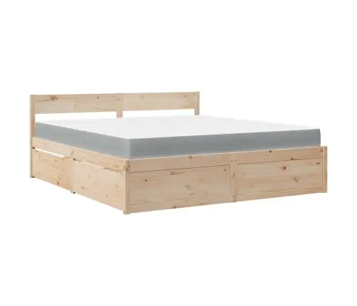 Lova Su Stalčiais Ir Čiužiniu, Vaško Ruda, 180X200cm Pušis