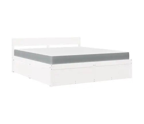 Gulta Ar Atvilktnēm Un Matraci, Balta, 180X200 Cm, Priedes Koks Vidaxl