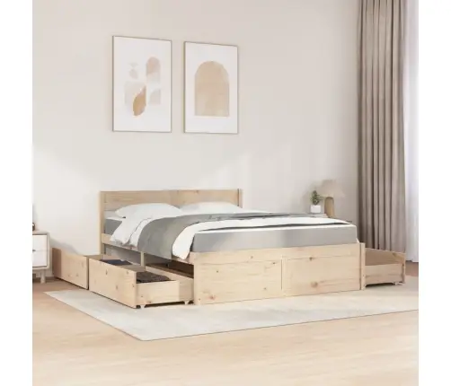 Gulta Ar Atvilktnēm Un Matraci, 160X200 Cm, Priedes Masīvkoks Vidaxl