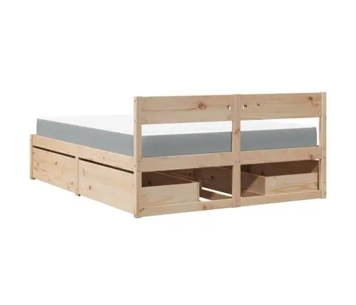 Gulta Ar Atvilktnēm Un Matraci, 160X200 Cm, Priedes Masīvkoks Vidaxl