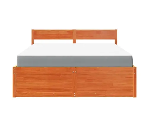 Gulta Ar Atvilktnēm Un Matraci, Vaska Brūna, 160X200 Cm, Priede Vidaxl