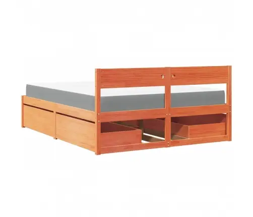 Gulta Ar Atvilktnēm Un Matraci, Vaska Brūna, 160X200 Cm, Priede Vidaxl