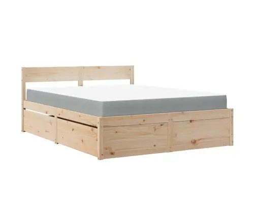 Voodi Sahtlite Ja Madratsiga, 140X200 cm Männipuit Voodi Sahtlite Ja Madratsiga, 140X200 cm Männipuit