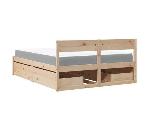 Voodi Sahtlite Ja Madratsiga, 140X200 cm Männipuit Voodi Sahtlite Ja Madratsiga, 140X200 cm Männipuit