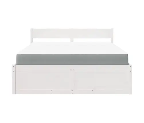 Lova Su Stalčiais Ir Čiužiniu, Baltas, 140X200cm Pušis