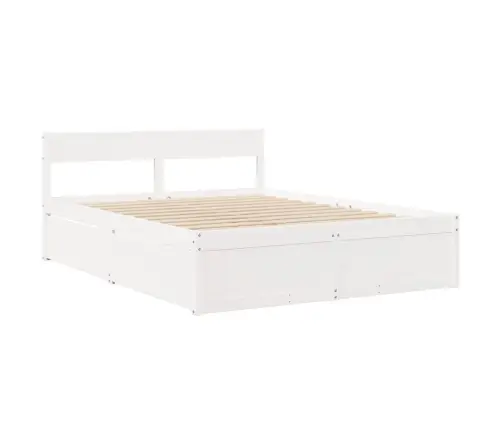 Lova Su Stalčiais Ir Čiužiniu, Baltas, 140X200cm Pušis