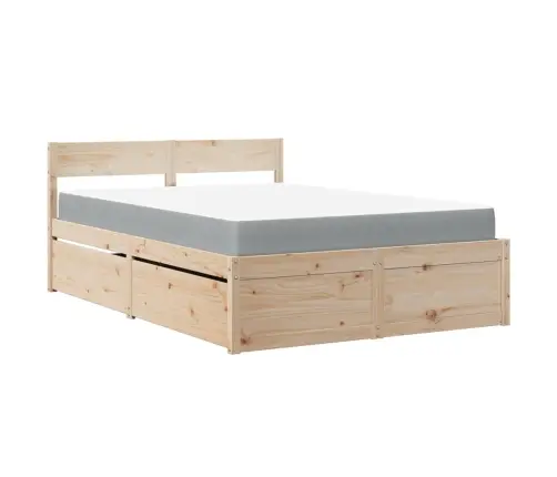 Gulta Ar Atvilktnēm Un Matraci, 120X200 Cm, Priedes Koks Vidaxl