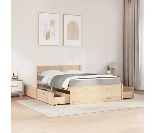 Gulta Ar Atvilktnēm Un Matraci, 120X200 Cm, Priedes Koks Vidaxl