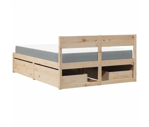 Gulta Ar Atvilktnēm Un Matraci, 120X200 Cm, Priedes Koks Vidaxl