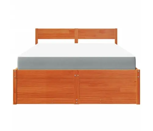 Gulta Ar Atvilktnēm Un Matraci, Vaska Brūna, 120X200 Cm, Priede Vidaxl