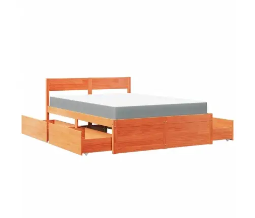 Gulta Ar Atvilktnēm Un Matraci, Vaska Brūna, 120X200 Cm, Priede Vidaxl