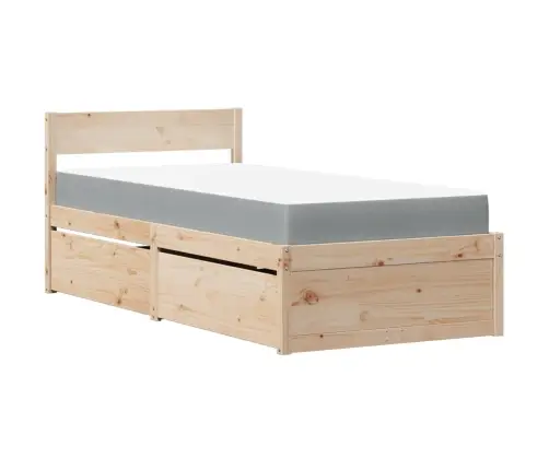 Gulta Ar Atvilktnēm Un Matraci, 100X200 Cm, Priedes Koks Vidaxl