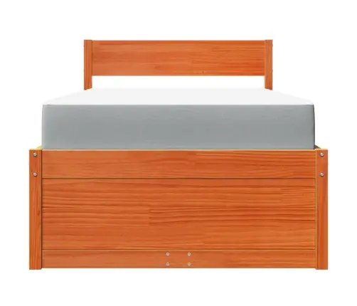 Voodi Sahtlite Ja Madratsiga, Vahapruun, 100X200 cm Männipuit