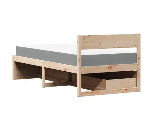 Voodi Sahtlite Ja Madratsiga, 90X200 cm Männipuit