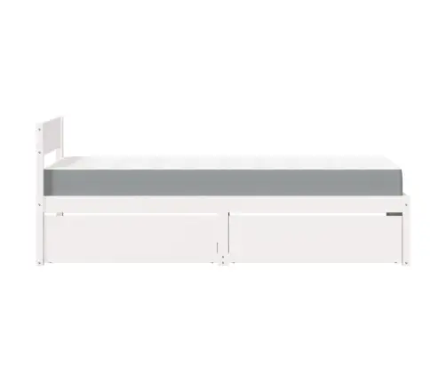 Gulta Ar Atvilktnēm Un Matraci, Balta, 90X200 Cm, Priedes Koks Vidaxl