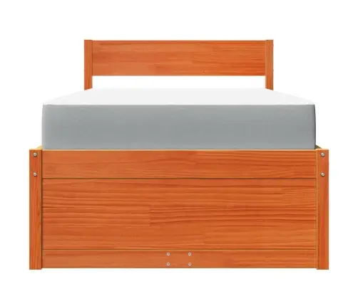 Voodi Sahtlite Ja Madratsiga, Vahapruun, 90X200 cm Männipuit