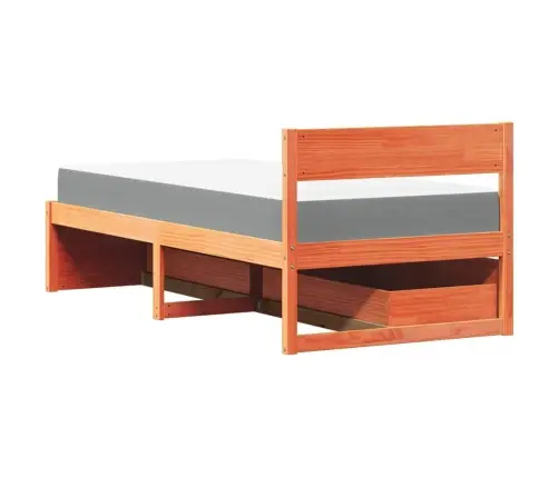 Voodi Sahtlite Ja Madratsiga, Vahapruun, 90X200 cm Männipuit