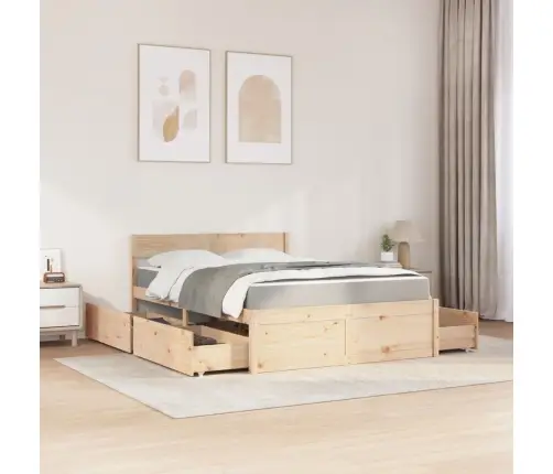 Gulta Ar Atvilktnēm Un Matraci, 120X190 Cm, Priedes Koks Vidaxl