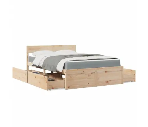 Gulta Ar Atvilktnēm Un Matraci, 120X190 Cm, Priedes Koks Vidaxl