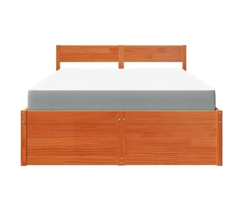 Gulta Ar Atvilktnēm Un Matraci, Vaska Brūna, 120X190 Cm, Priede Vidaxl