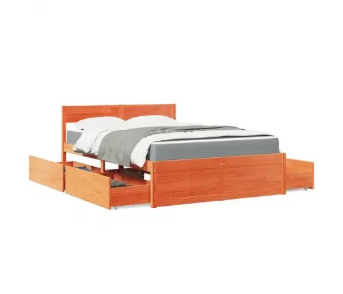 Gulta Ar Atvilktnēm Un Matraci, Vaska Brūna, 120X190 Cm, Priede Vidaxl