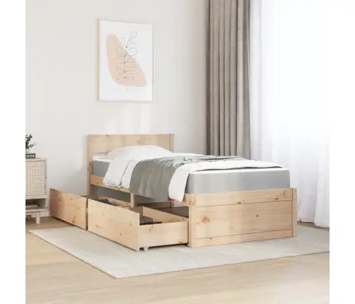 Gulta Ar Atvilktnēm Un Matraci, 90X190 Cm, Priedes Koks Vidaxl