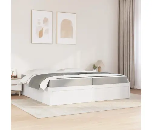 Voodi Koos Madratsiga, Valge, 200 X 200 cm Männipuit