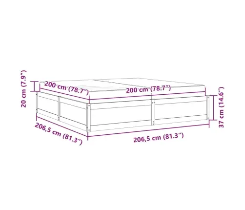 Voodi Koos Madratsiga, Valge, 200 X 200 cm Männipuit