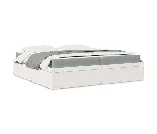 Voodi Koos Madratsiga, Valge, 200 X 200 cm Männipuit