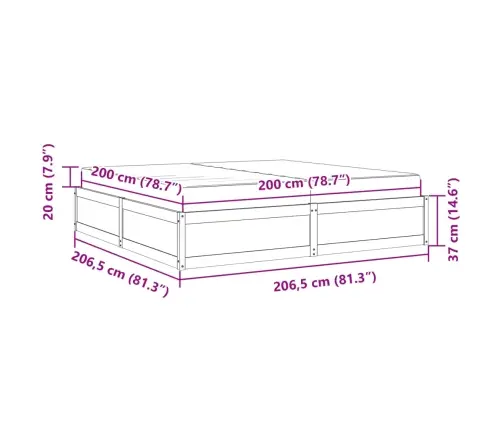 Lova Su Čiužiniu, Vaško Ruda, 200X200cm Pušis