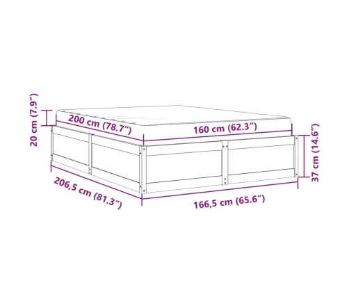 Voodi Koos Madratsiga, Valge, 160 X 200 cm Männipuit