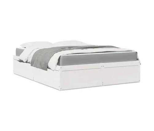 Voodi Koos Madratsiga, Valge, 160 X 200 cm Männipuit