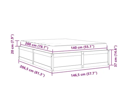 Gulta Ar Matraci, 140X200 Cm, Priedes Masīvkoks Vidaxl