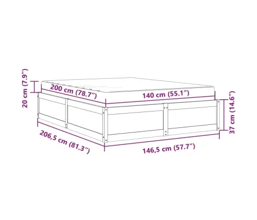 Voodi Koos Madratsiga, Valge, 140 X 200 cm Männipuit