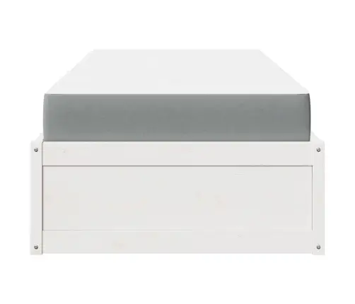 Voodi Koos Madratsiga, Valge, 100 X 200 cm Männipuit