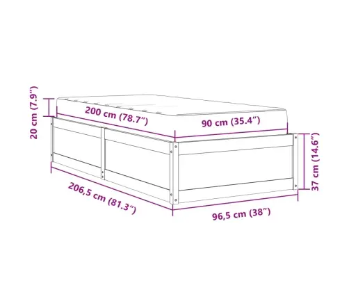 Gulta Ar Matraci, Balta, 90X200 Cm, Priedes Koks Vidaxl Gulta Ar Matraci, Balta, 90X200 Cm, Priedes Koks Vidaxl