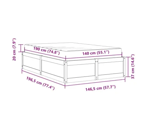 Lova Su Čiužiniu, 140X190cm Pušis