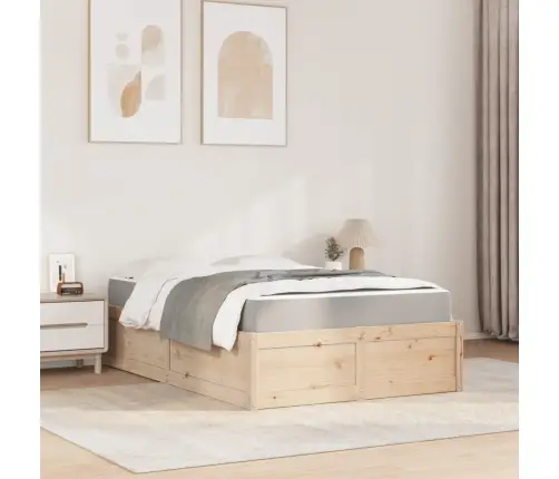 Gulta Ar Matraci, 120X190 Cm, Priedes Masīvkoks Vidaxl