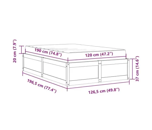Gulta Ar Matraci, Vaska Brūna, 120X190 Cm, Priedes Masīvkoks Vidaxl