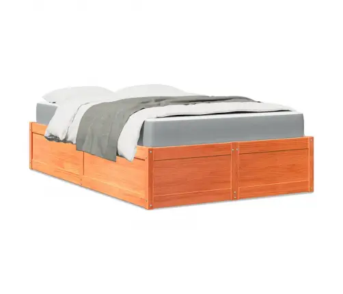 Gulta Ar Matraci, Vaska Brūna, 120X190 Cm, Priedes Masīvkoks Vidaxl