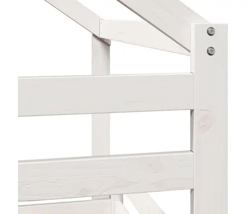 Divstāvu Gulta Ar Jumtu, Balta, 80X200 Cm, Priedes Masīvkoks Vidaxl